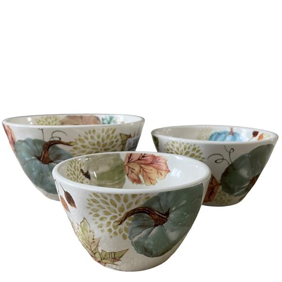 Potter's Studio Ceramic Nesting Bowl Set of 3 Fall Harvest Pumpkins New - Picture 2 of 16